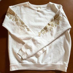 Forever 21 Off-White Sweatshirt w/Gold Embroidery (M)